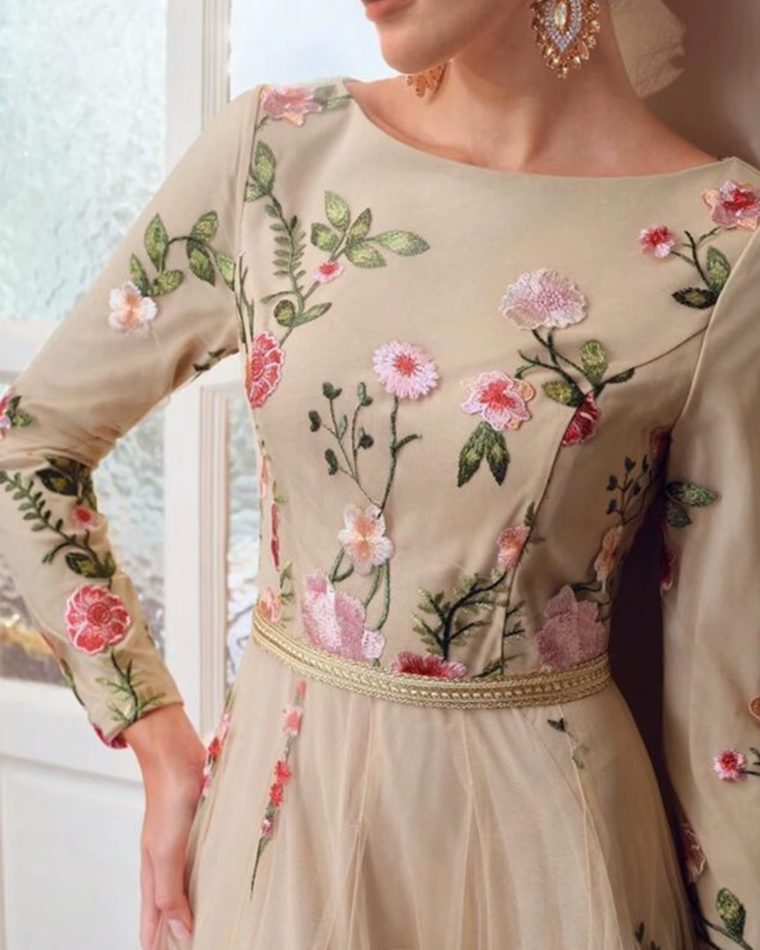 "Enchanted Garden" Floral Embroidered Tulle Gown