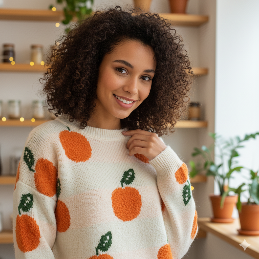 "Orange Zest" Embroidered Sweater