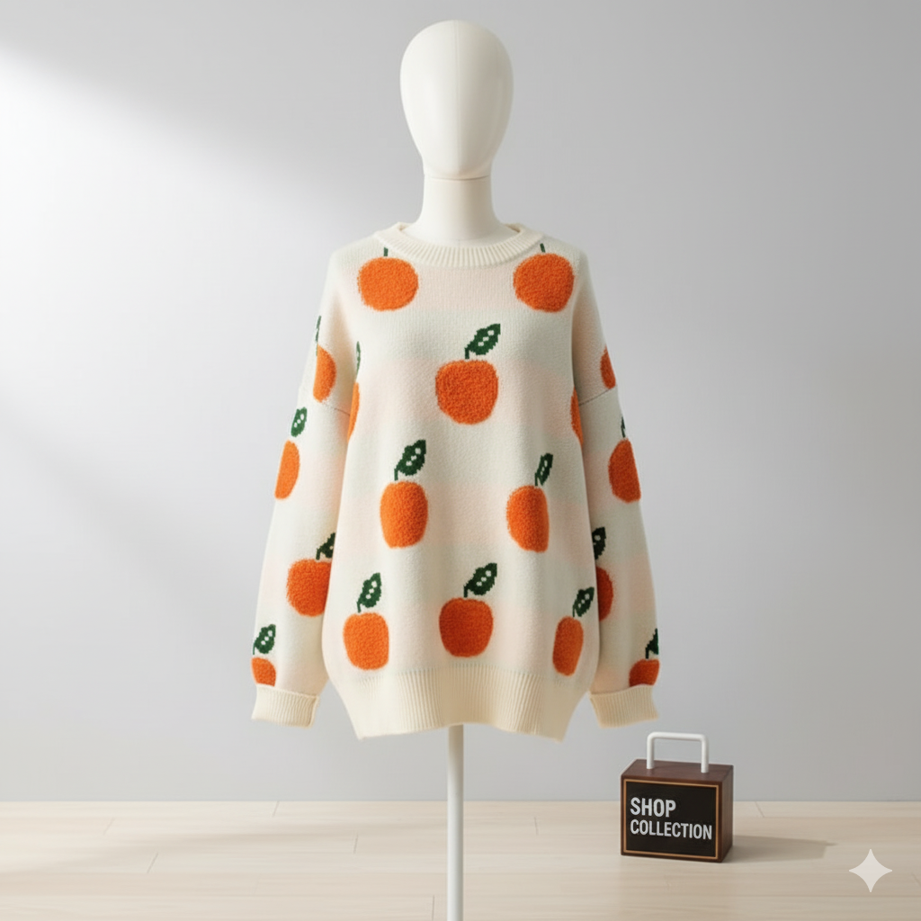 "Orange Zest" Embroidered Sweater