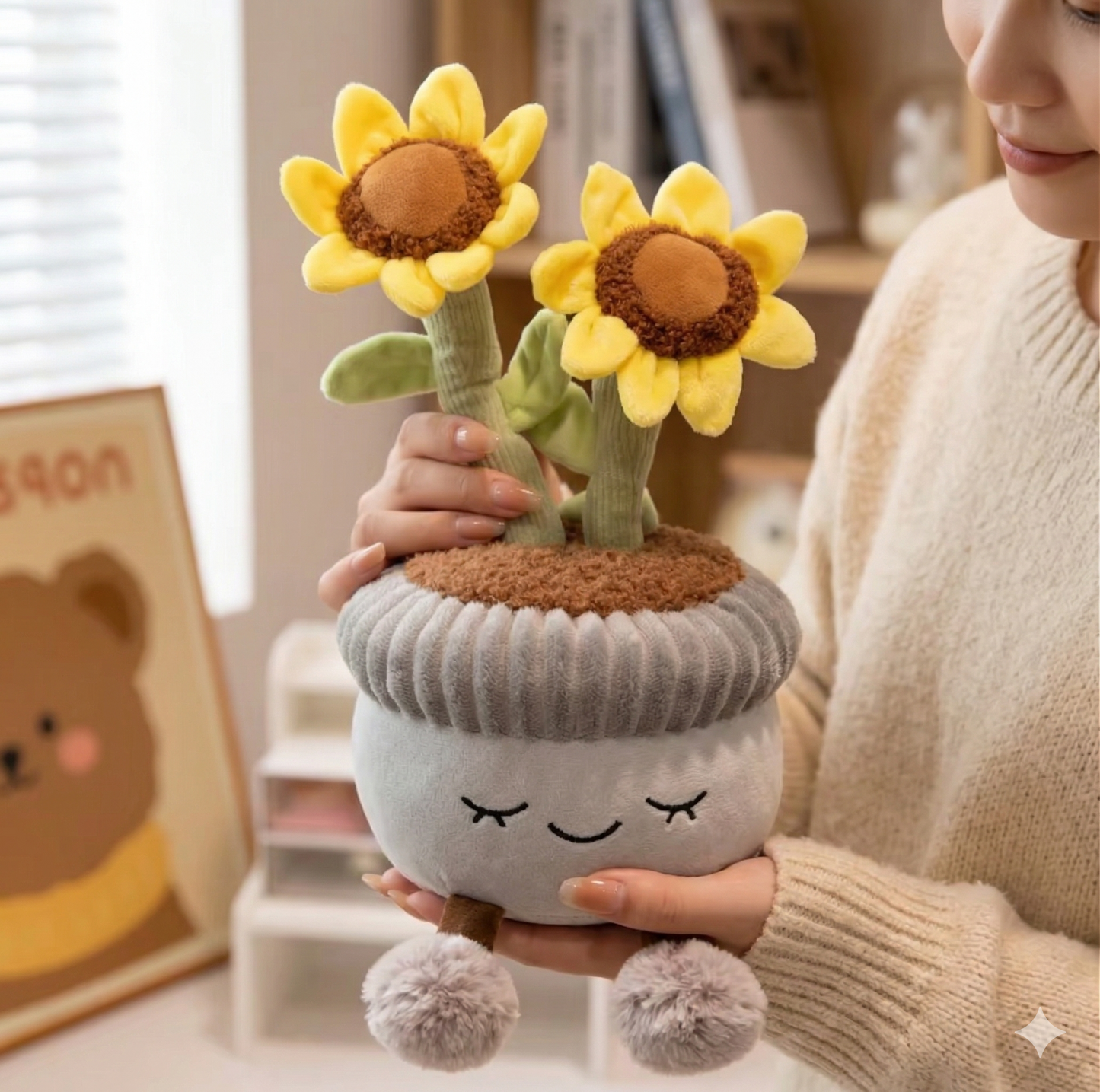 Artificial Flower Plush Toy Cute Green Plants Bloom