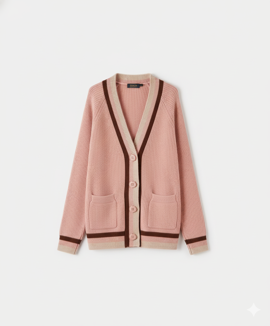 Striped V-Neck Cardigan