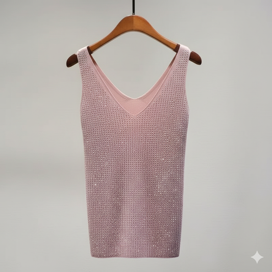 Shine Tank Tops Sequin Lace Up Tops