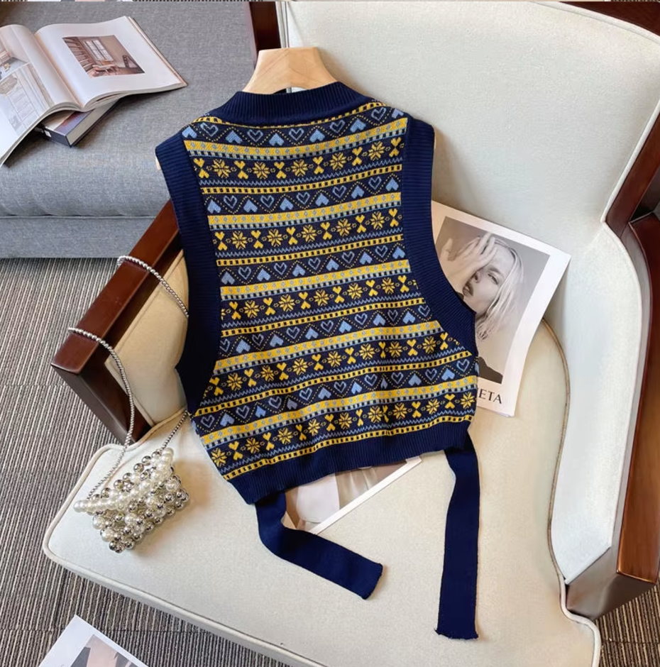 Blue and Yellow LONG stripes VEST