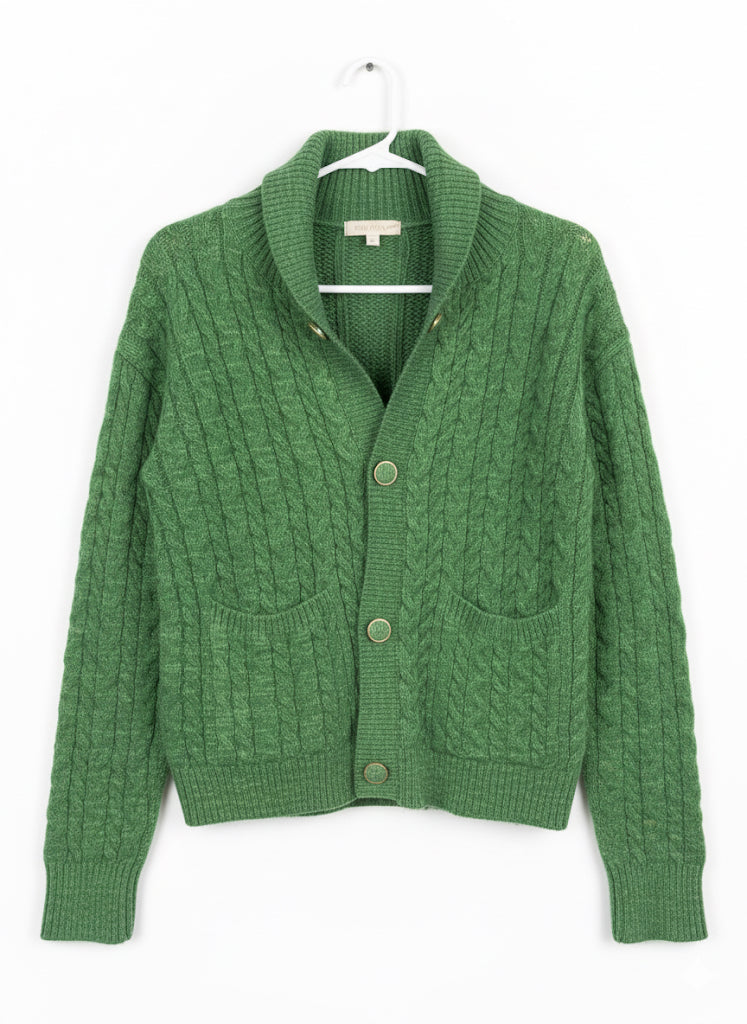 Chunky Green Knit Collared Cardigan 🧶⚡️