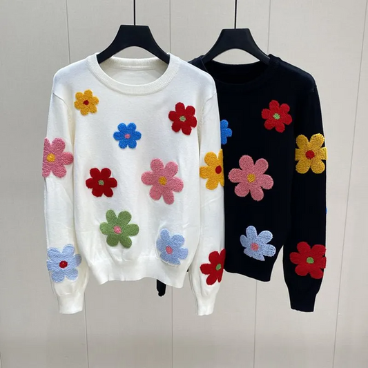 Flower Spring Woman Pullover