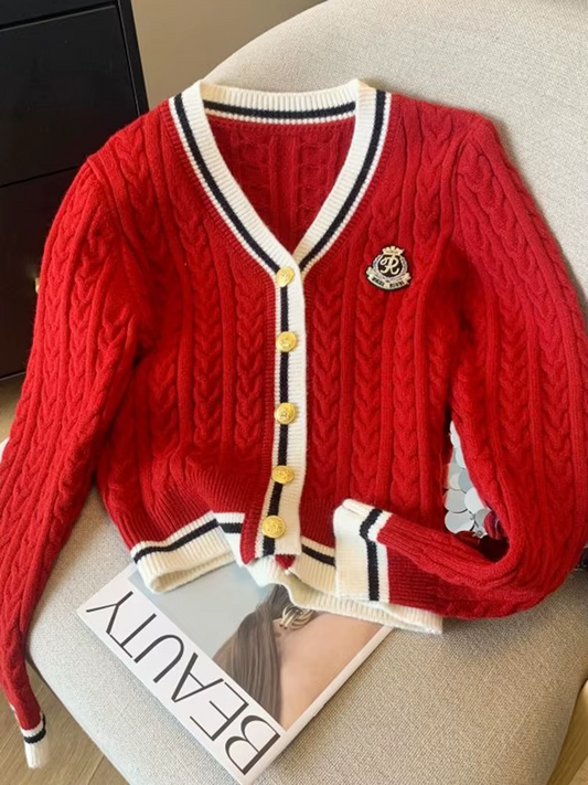 College Style Sweet Cardigan Sweater