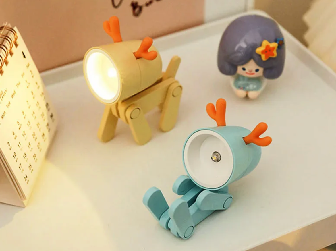 LED Night Light Mini Folding Desk Lamp Cute Pet Lights Dog