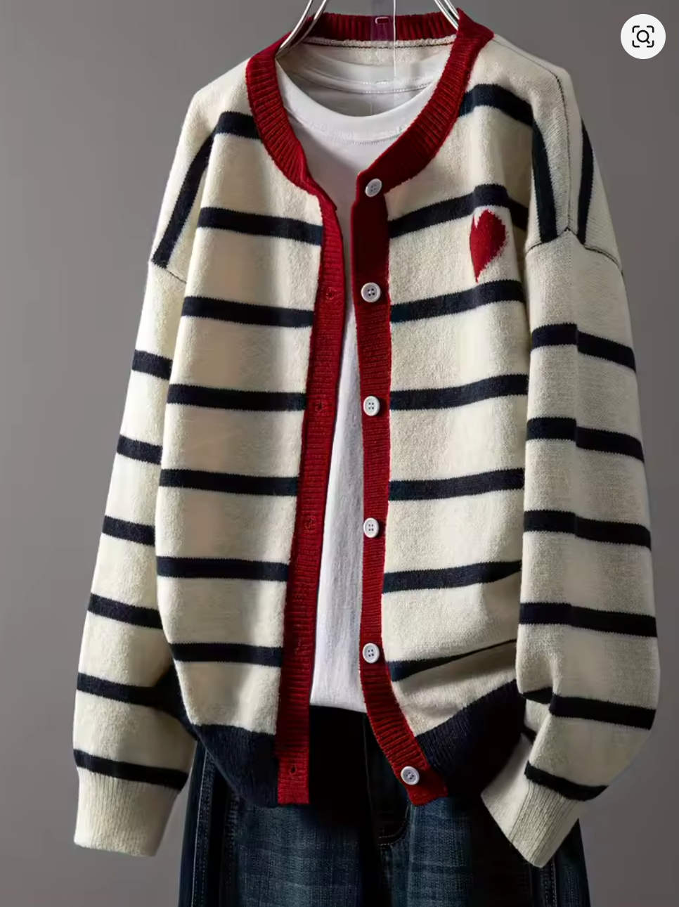 Women's Striped Button Front Cardigan