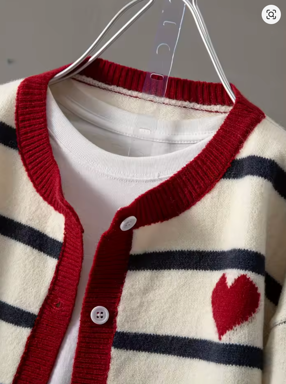 Women's Striped Button Front Cardigan