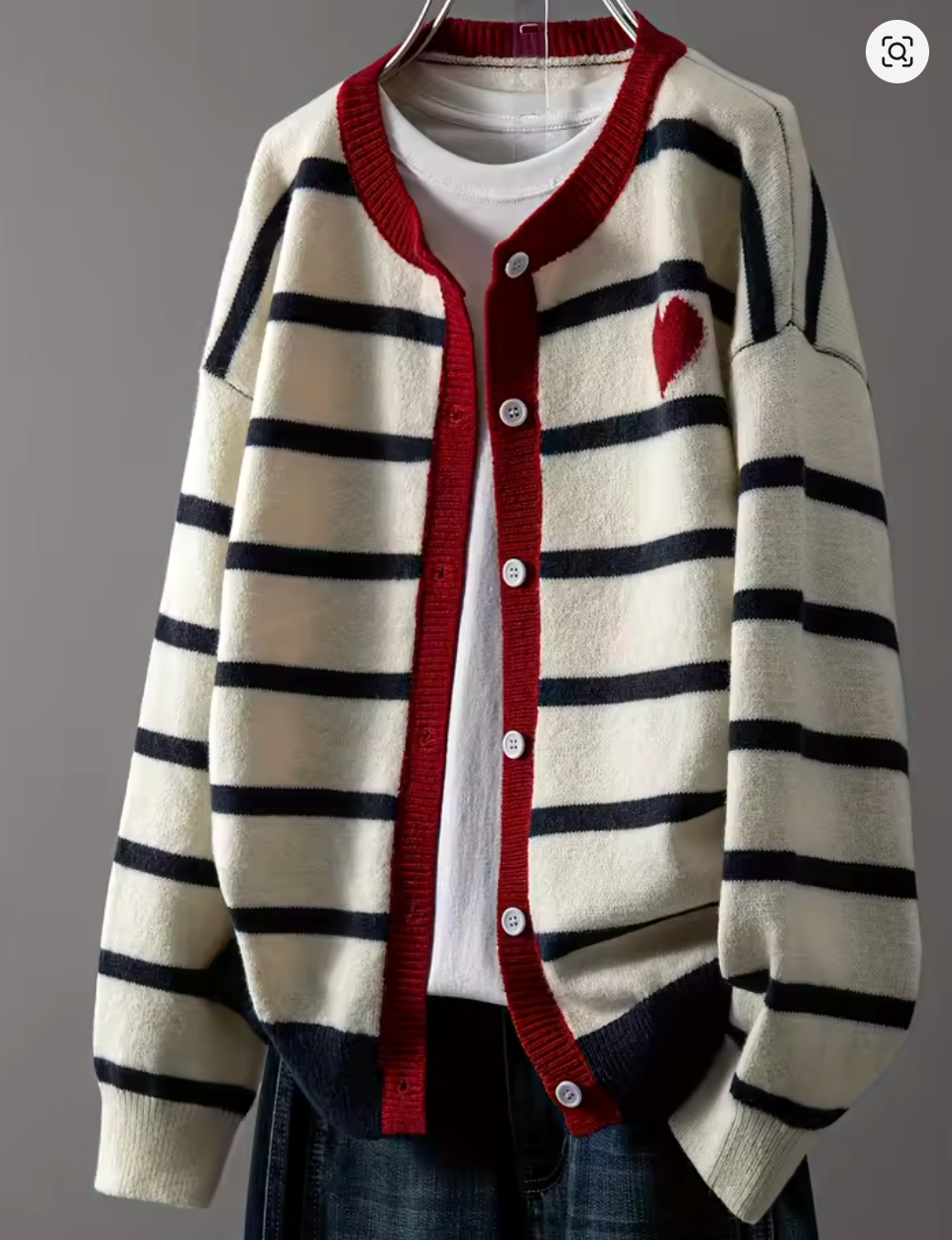 Women's Striped Button Front Cardigan