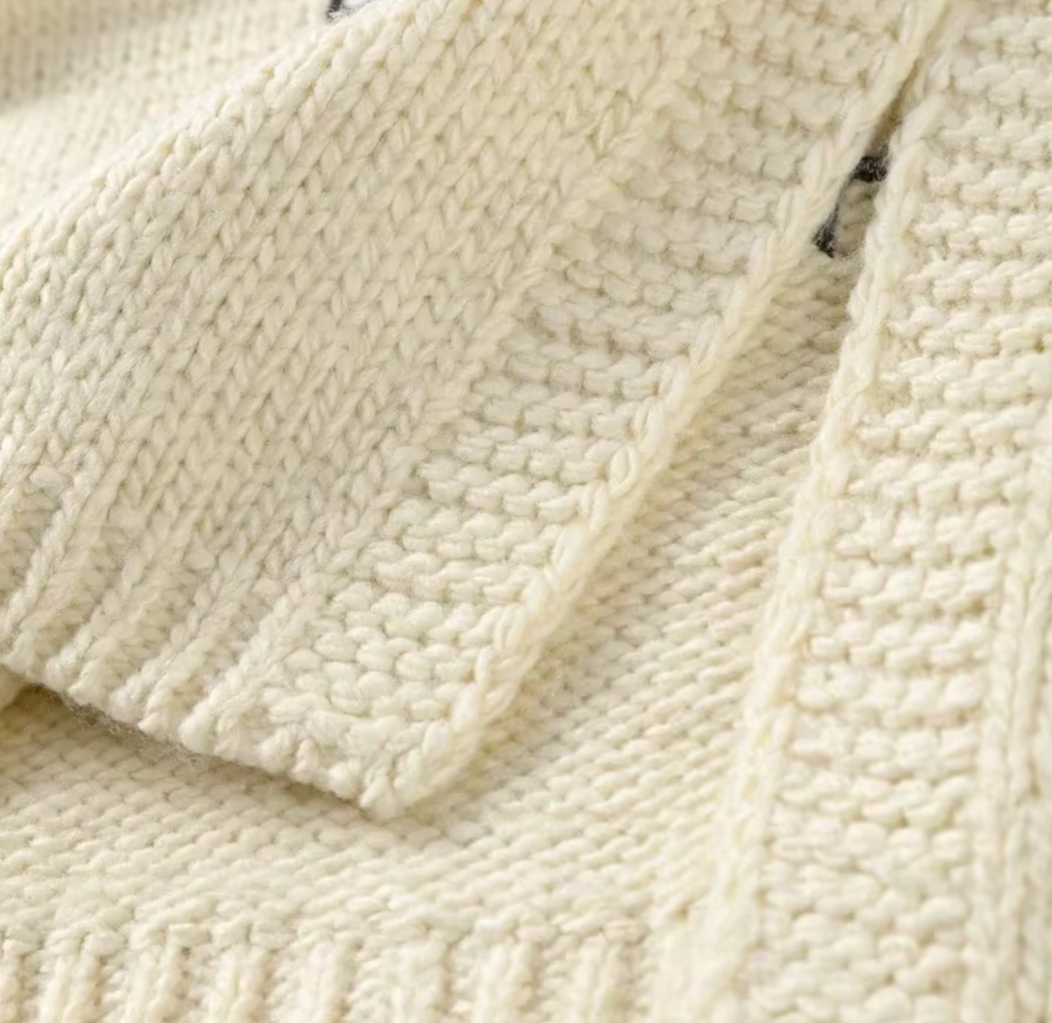 Embroidery Sheep Print Women Cardigan Long Sleeve V-neck