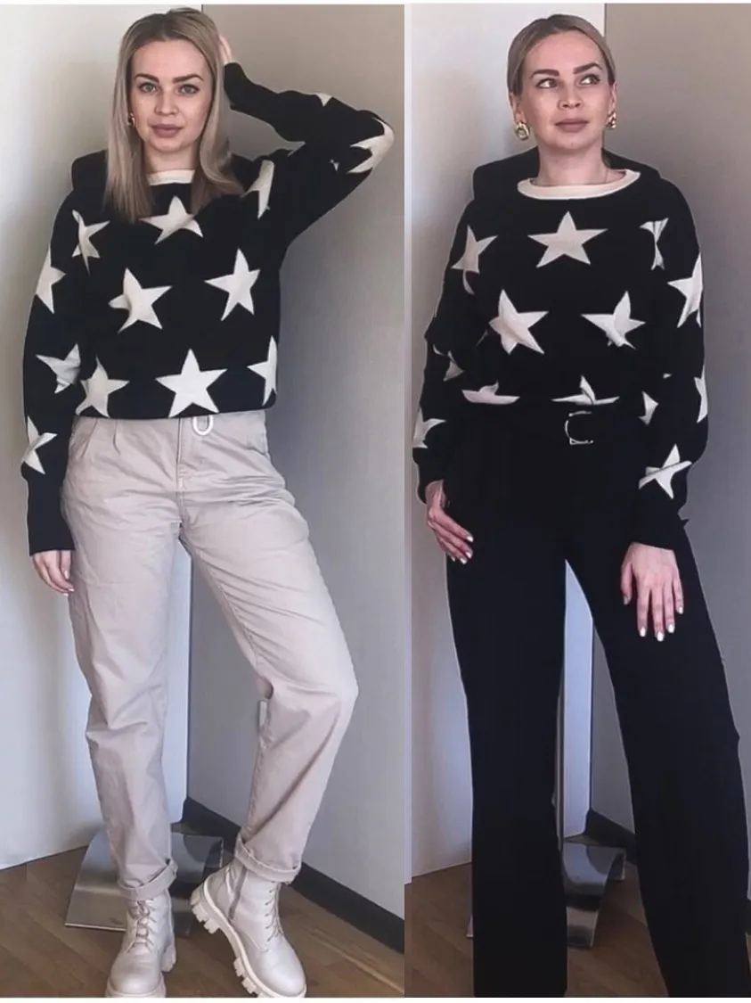 Sweater O-Neck Star Pullover Knitting