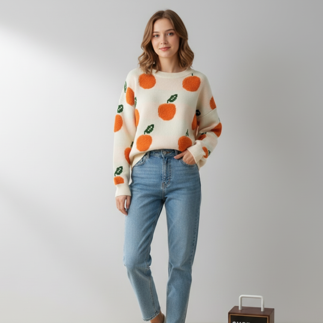 "Orange Zest" Embroidered Sweater