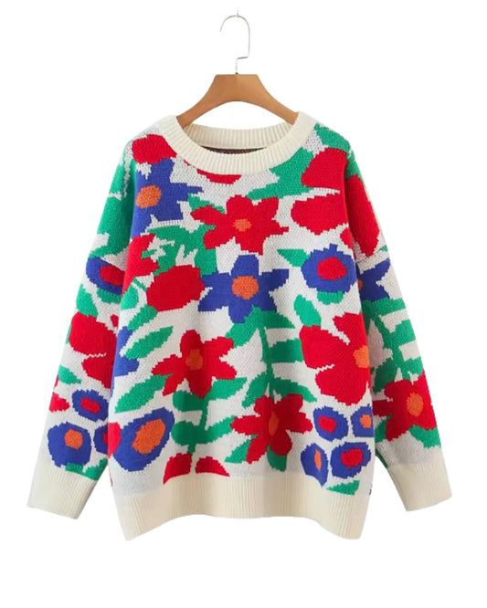 Big Flower Embroidery Sweater