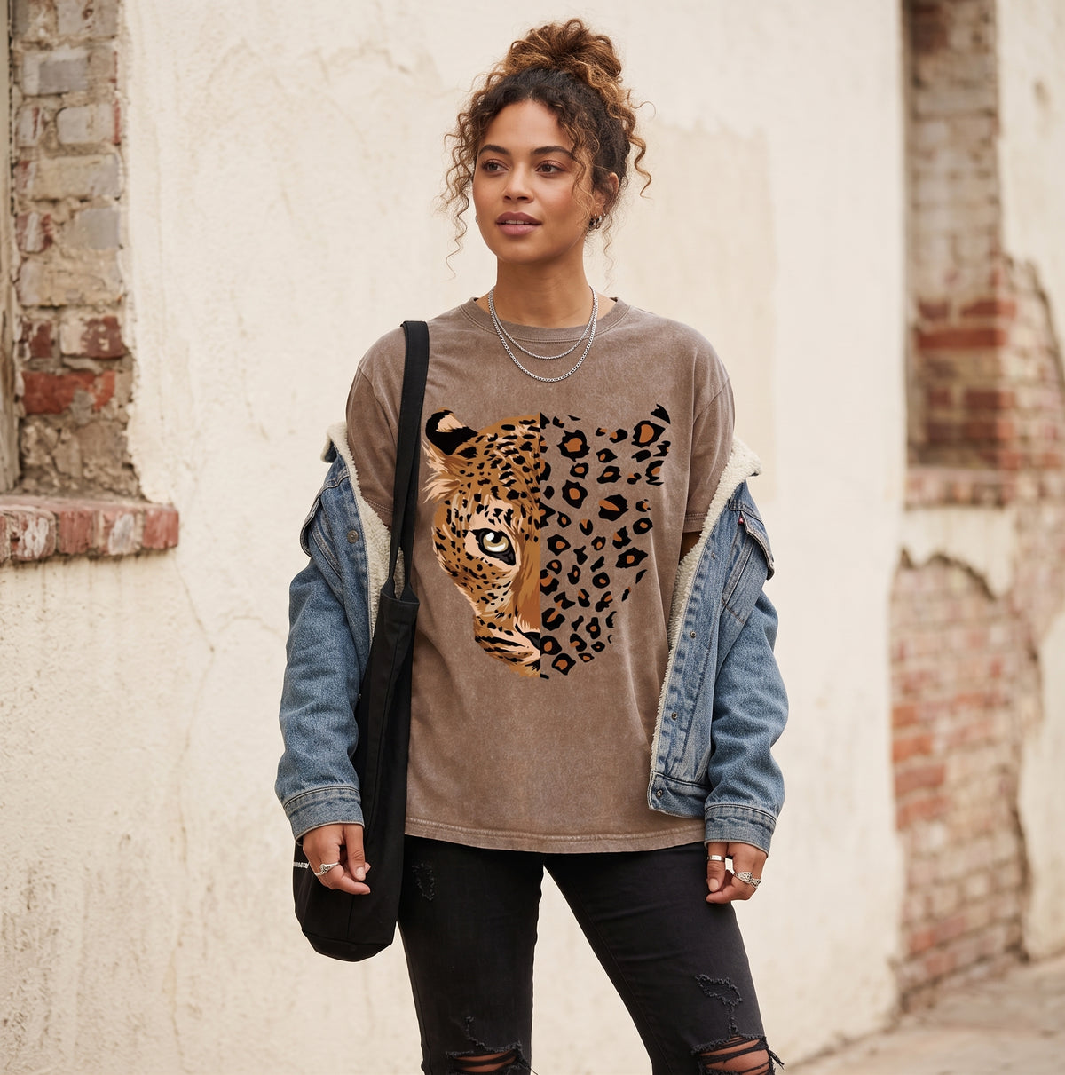 T-shirt Women's Leopard Tiger Cartoon Print
