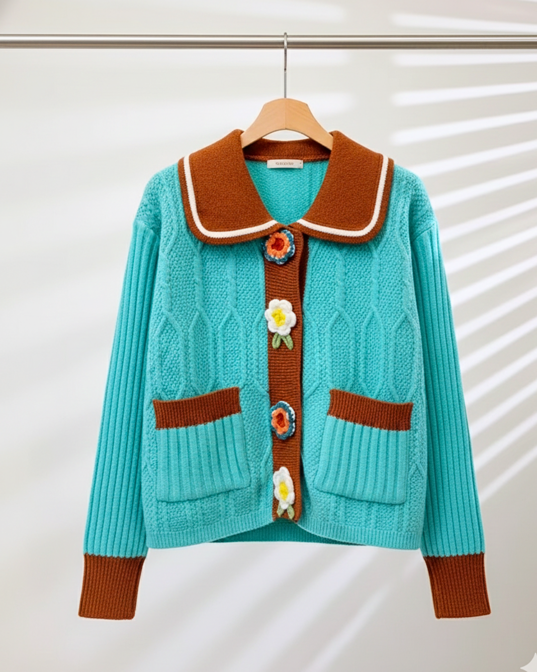 Crochet Flower Button Peter Pan Collar Vintage Style