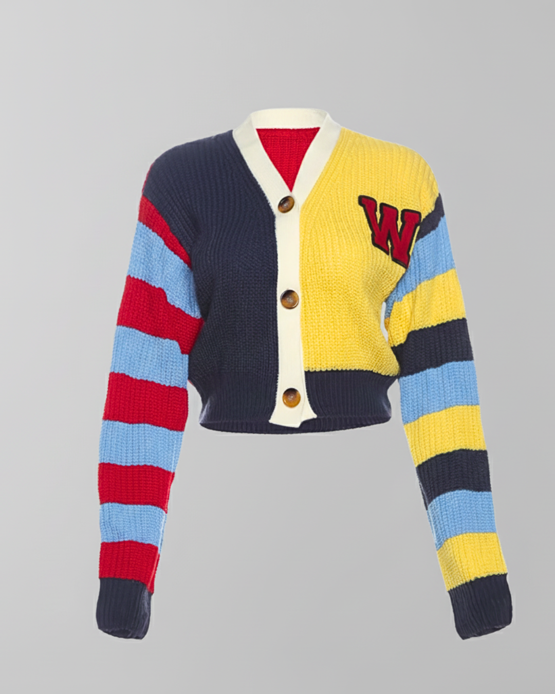 Colorful Patchwork Street Trend Hipster Knit Coat